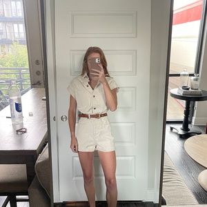 Zara Denim Romper- Cream Colored